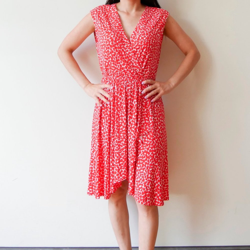 BCBGMaxAzria Red Faux Wrap Sundress